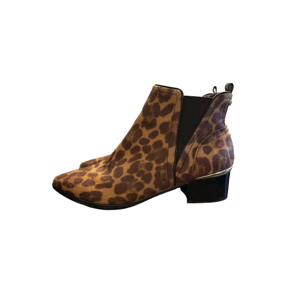 Nine West Womens Leopard Print Chelsea Ankle Boots Block Heel Size 7 - Picture 1 of 8